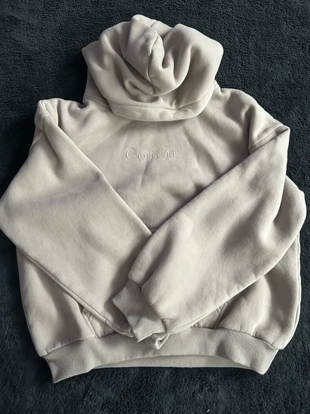 Kids Comfort Embroidered Hoodie - Cream